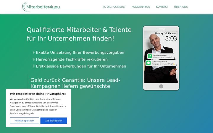 Screenshot of mitarbeiter4you.com