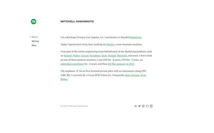 Skjermbilde av mitchellh.com