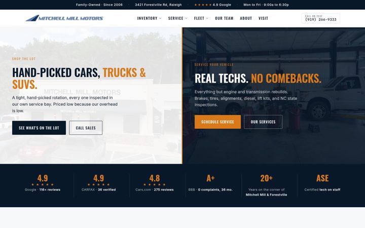 Screenshot of mitchellmillmotors.com