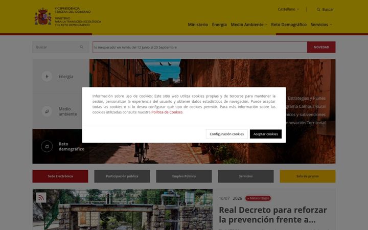 Screenshot of miteco.gob.es