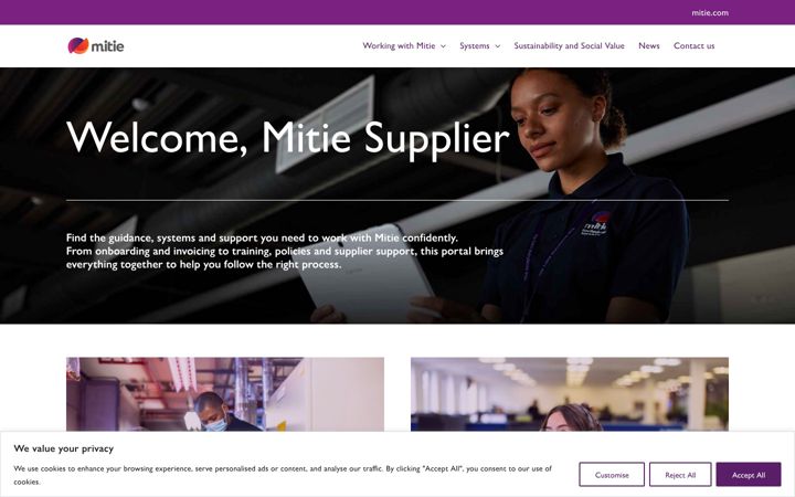 Screenshot of mitiesuppliers.com