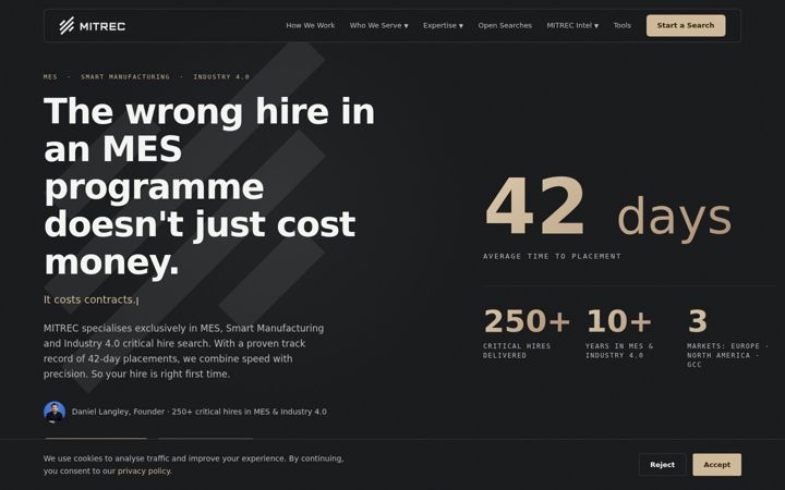 Screenshot of mitrec.com