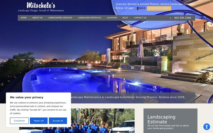 Screenshot of mitscheleslandscape.com