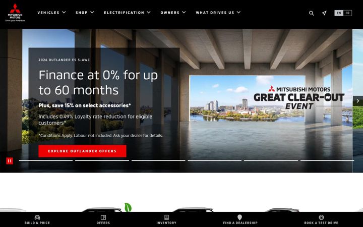 Screenshot of mitsubishi-motors.ca