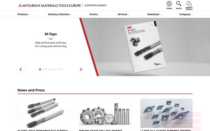 Screenshot of mitsubishicarbide.com