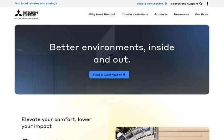 Screenshot of mitsubishicomfort.com