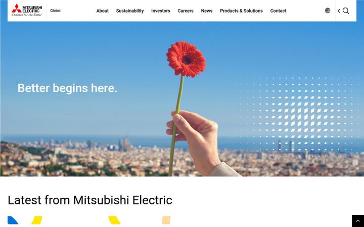 Captura de ecrã de mitsubishielectric.com