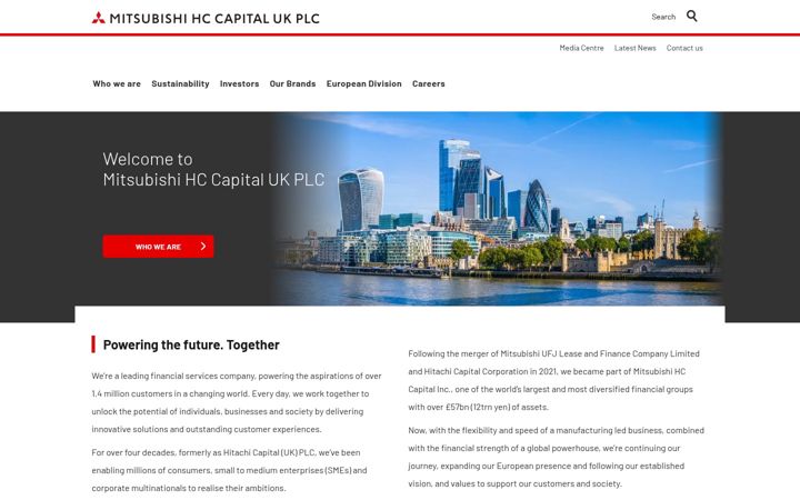 Screenshot of mitsubishihccapital.co.uk