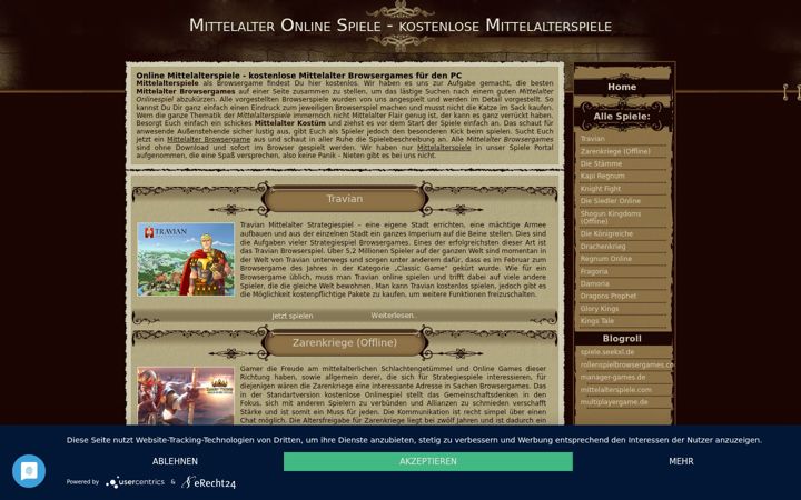 Screenshot of mittelalterbrowsergames.com