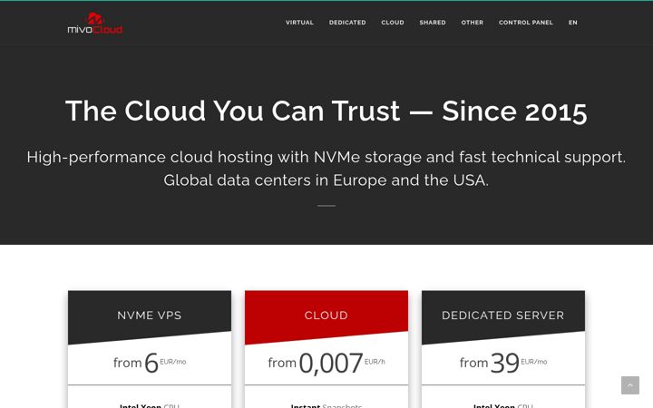 Screenshot of mivocloud.com