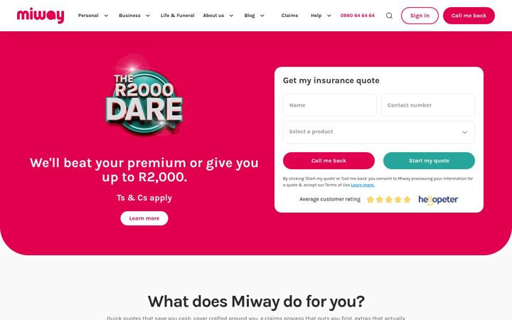 Zrzut ekranu miway.co.za