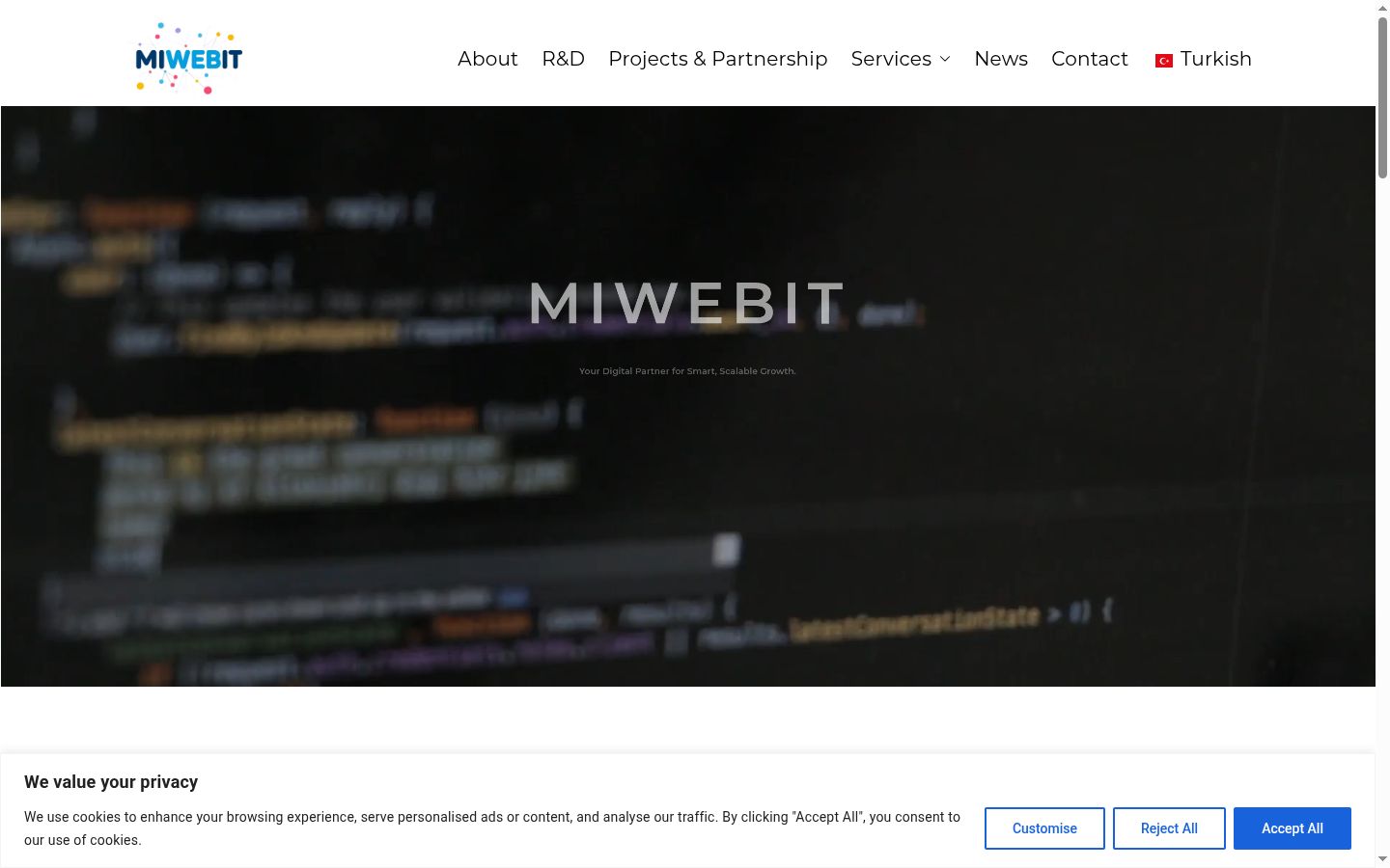 Screenshot of the consent banner shown before any interaction