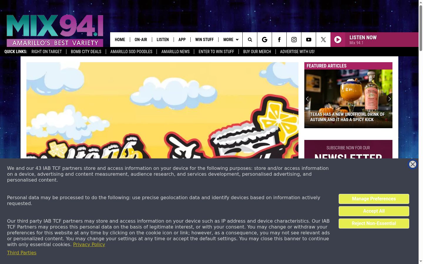 Screenshot del banner di consenso mostrato prima di qualsiasi interazione