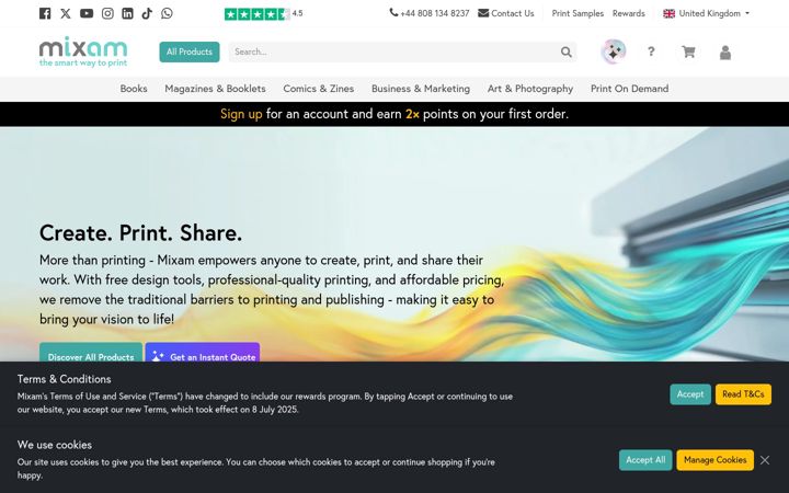 Screenshot of mixam.co.uk