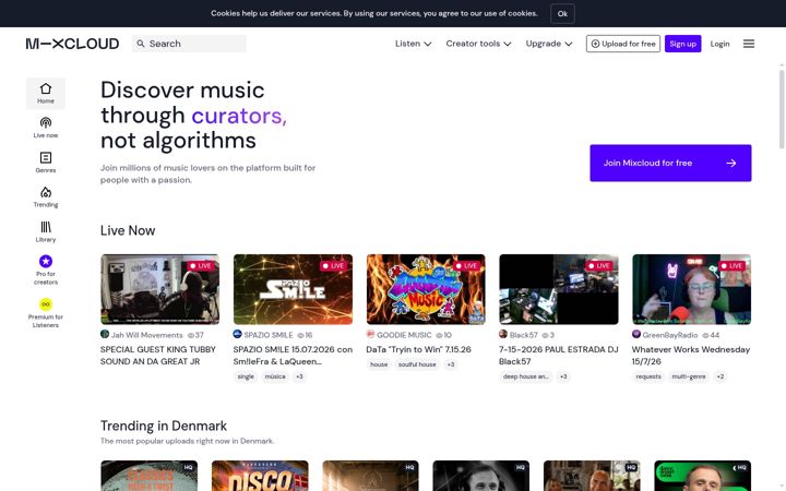 Screenshot ta' mixcloud.com