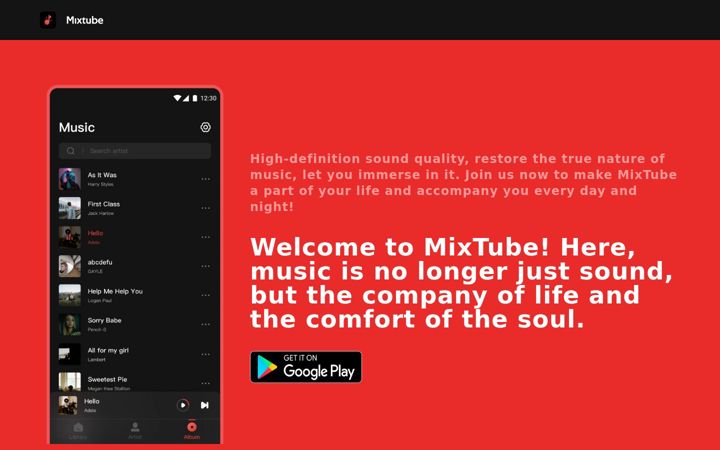 Екранна снимка на mixtubeapp.com