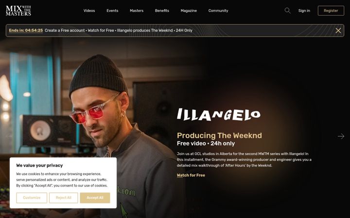 Screenshot of mixwiththemasters.com