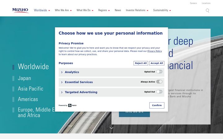 Screenshot of mizuhogroup.com