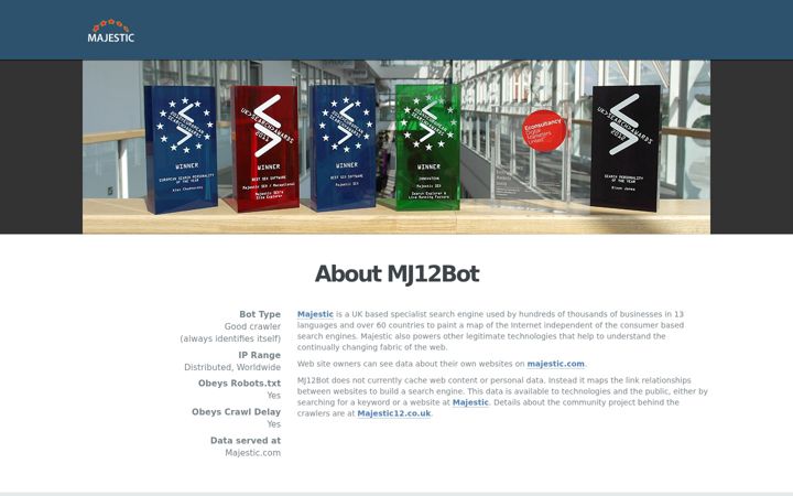 Екранна снимка на mj12bot.com