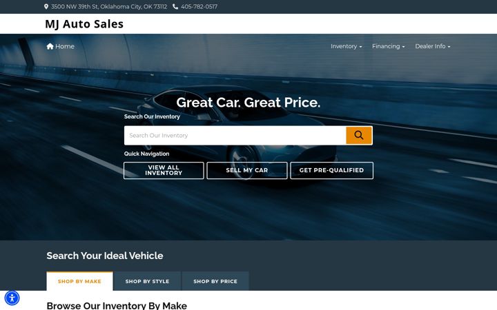 Screenshot of mjautosalesokc.com