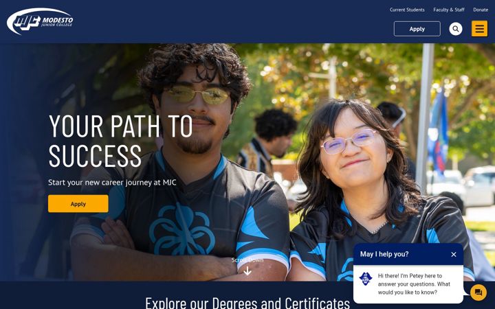Screenshot of mjc.edu