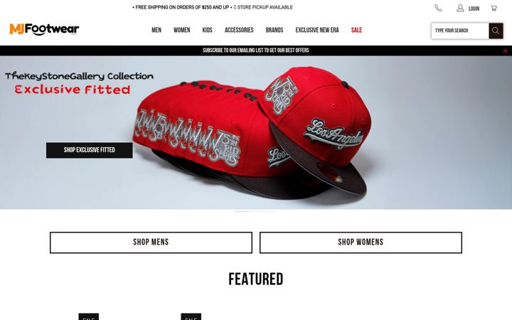Screenshot of mjfootwear.com