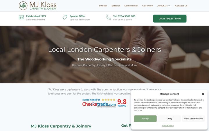 Screenshot von mjklosscarpentry.co.uk
