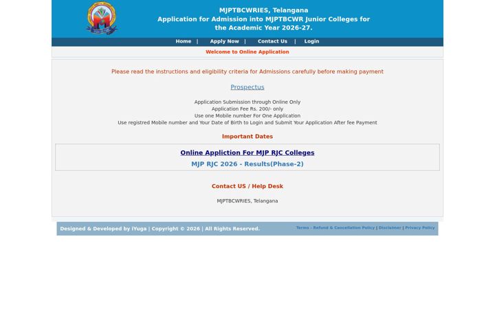 Screenshot ta' mjptbcadmissions.org