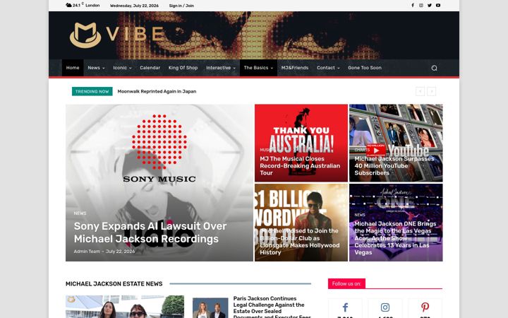 Screenshot of mjvibe.com