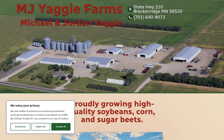 Screenshot of mjyaggiefarms.com