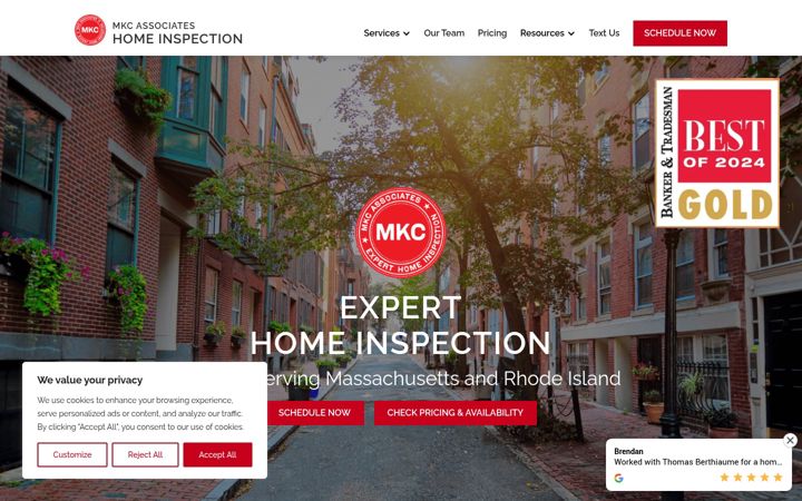 Screenshot of mkchomeinspection.com