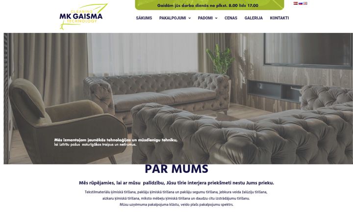 Screenshot stránky mkgaisma.lv