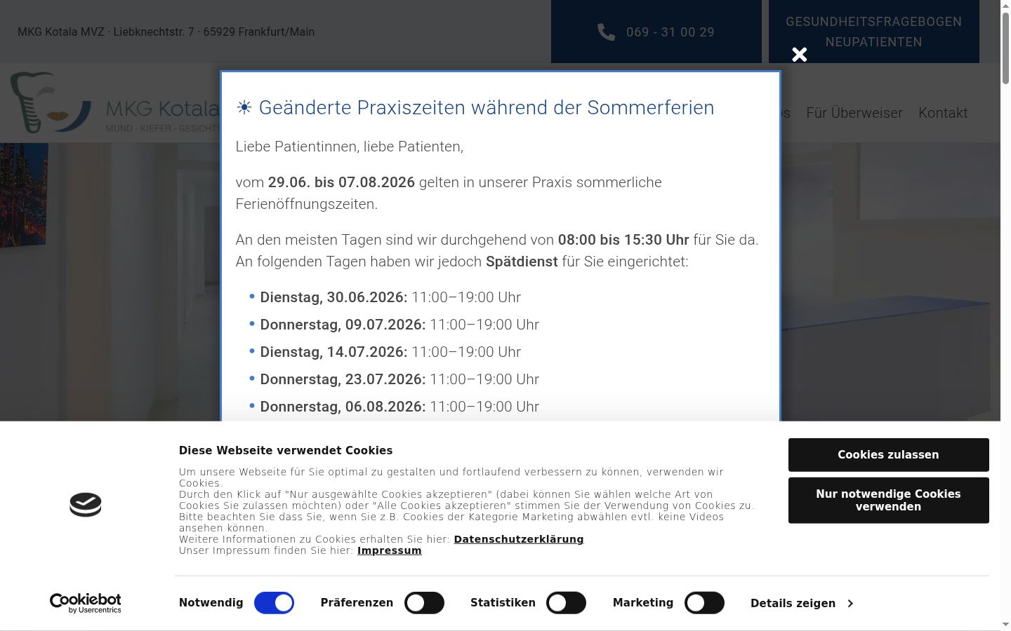 Snímek obrazovky baneru souhlasu zobrazeného před jakoukoli interakcí