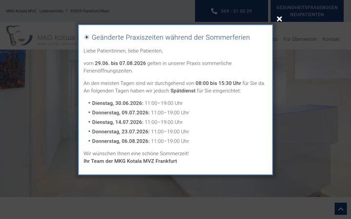 Screenshot von mkgchirurgie-frankfurt.de