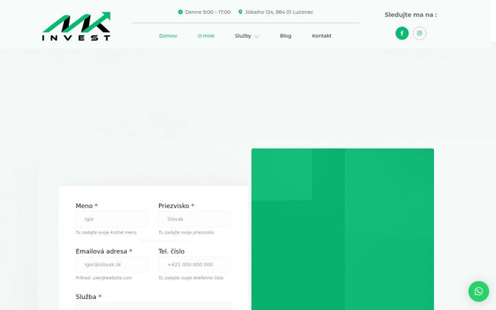 Captura de ecrã de mkinvest.sk