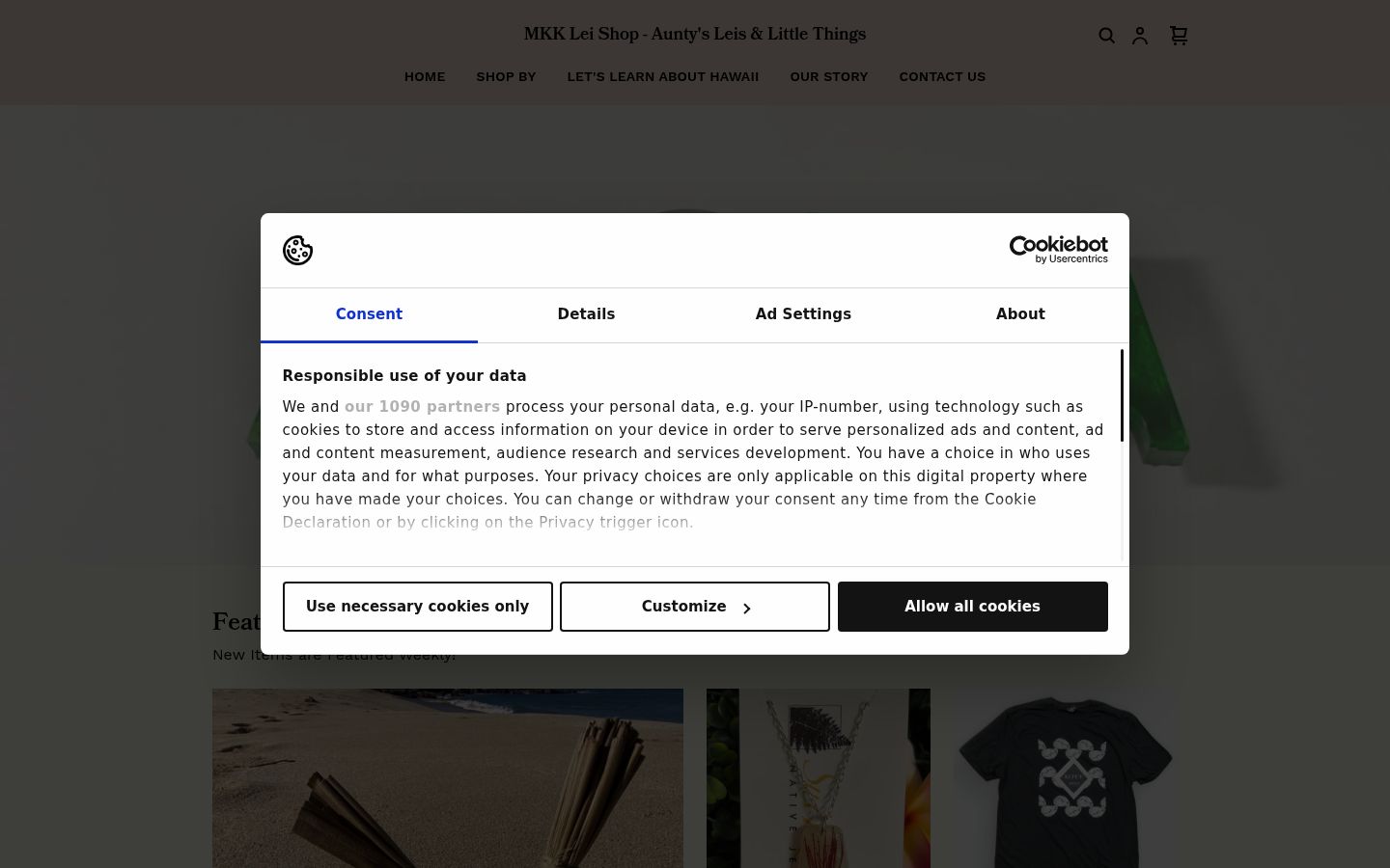Screenshot of the consent banner shown before any interaction