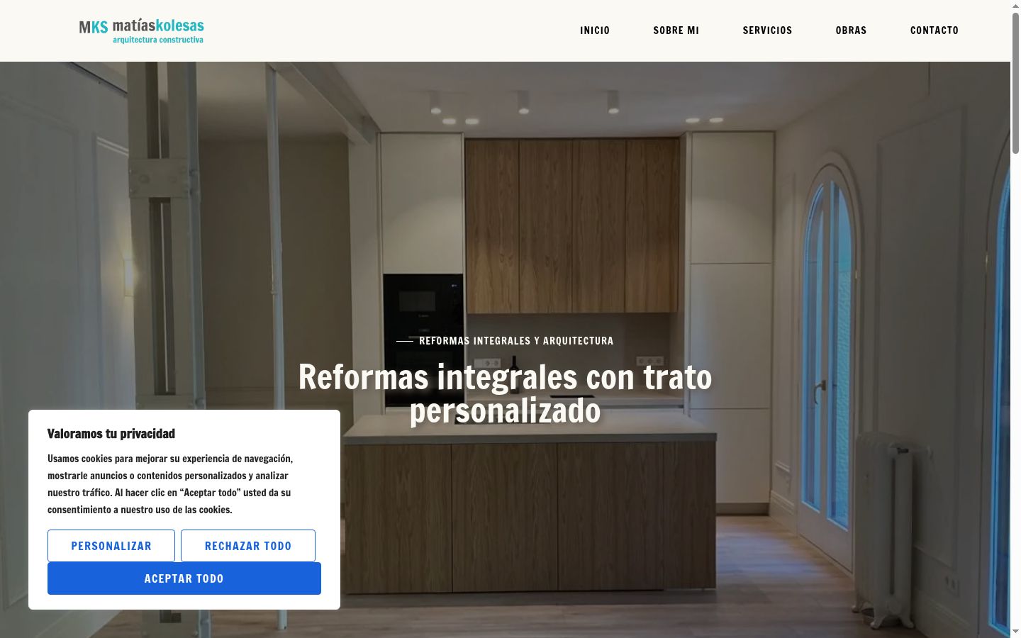 Captura de pantalla del banner de consentimiento mostrado antes de cualquier interacción