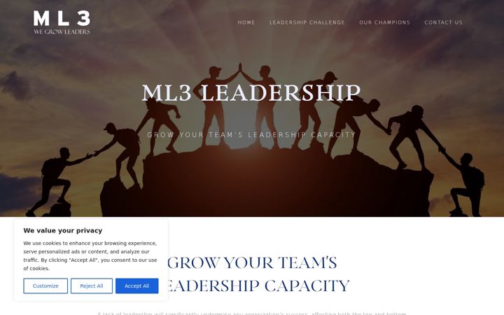 Screenshot of ml3leadership.com