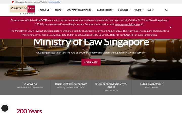 Screenshot of mlaw.gov.sg