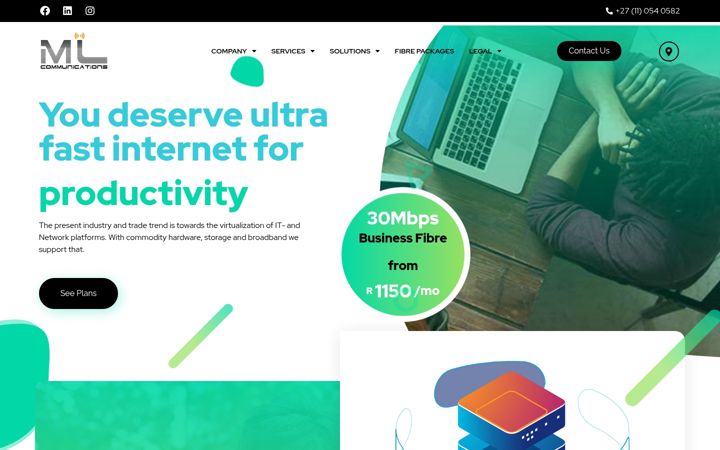 Screenshot of mlcommunications.co.za