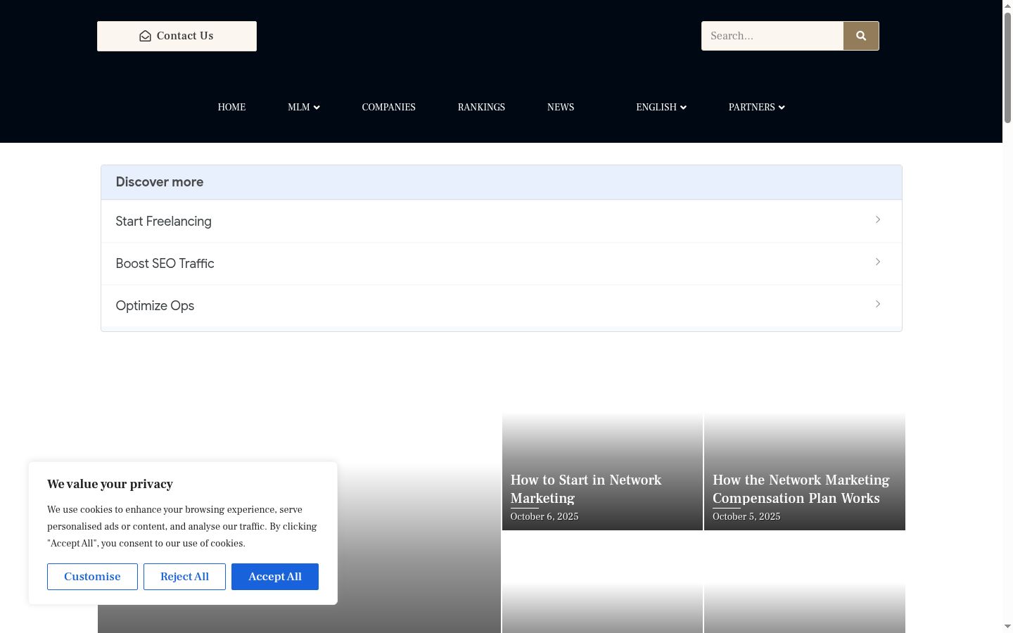 Screenshot of the consent banner shown before any interaction