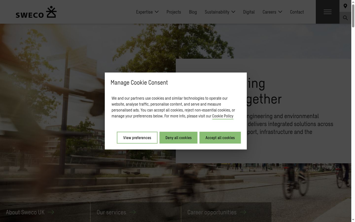 Screenshot of the consent banner shown before any interaction