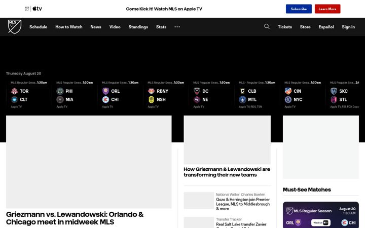 Screenshot of mlssoccer.com