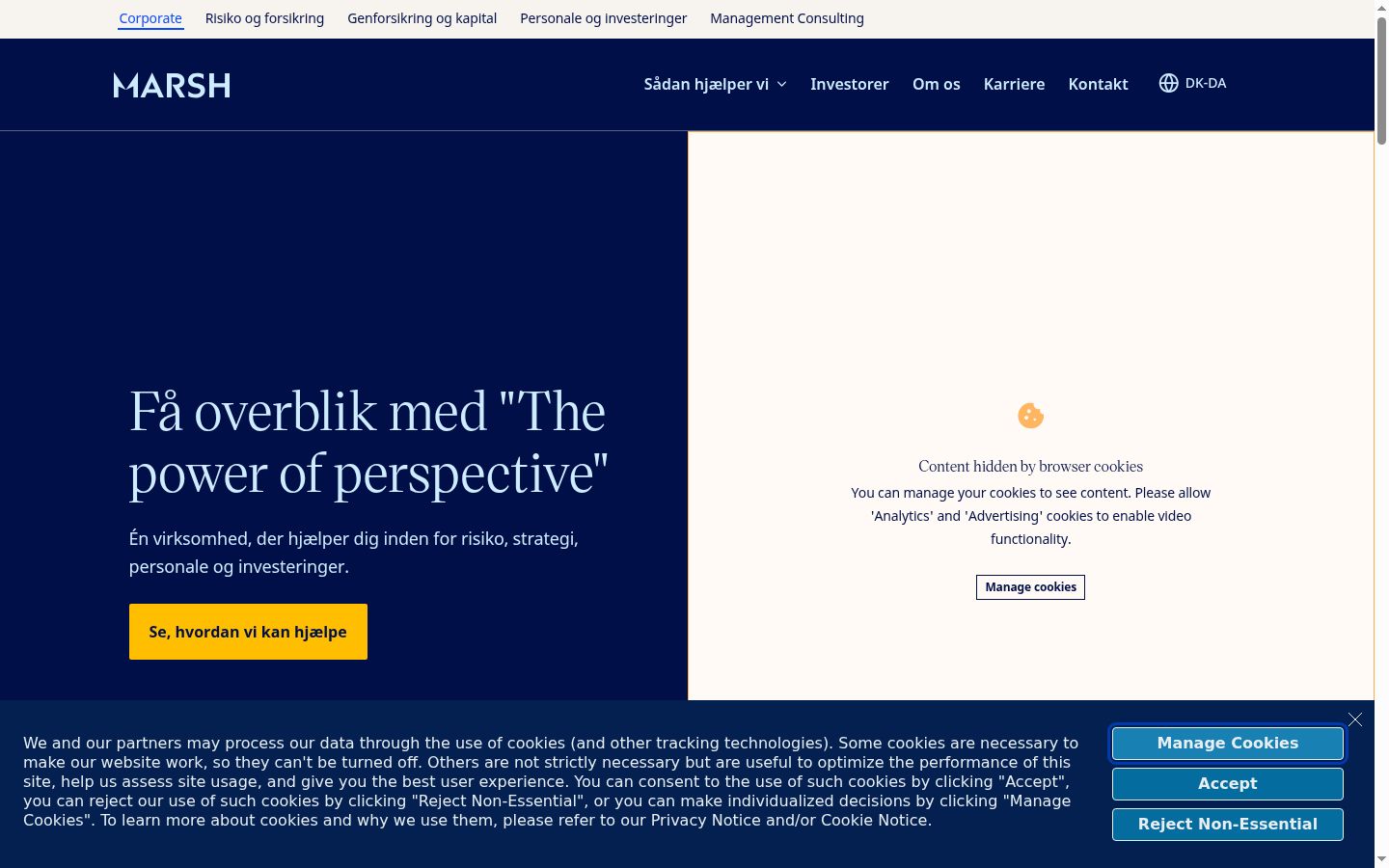 Screenshot del banner di consenso mostrato prima di qualsiasi interazione