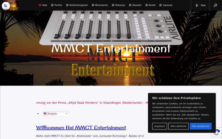 Screenshot of mmct-entertainment.com