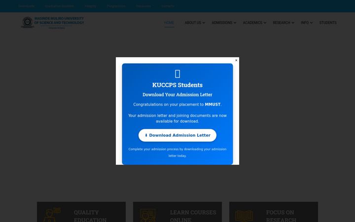 Screenshot of mmust.ac.ke