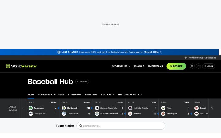 Screenshot of mnbaseballhub.com