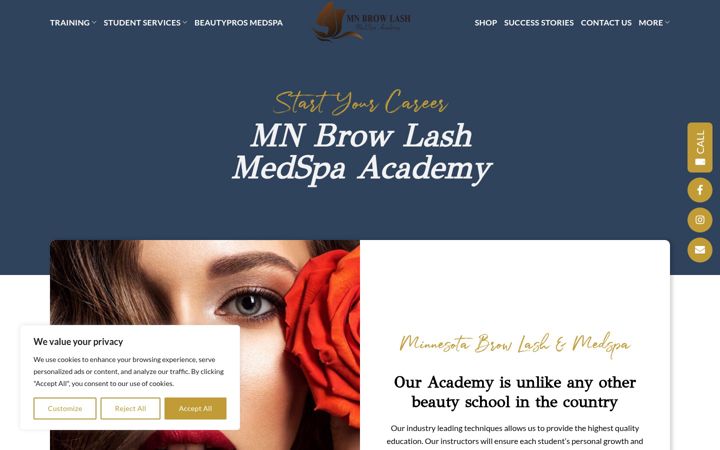 Screenshot of mnbrowlashacademy.com
