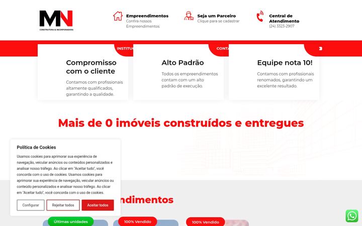 Screenshot of mnconstrutora.com