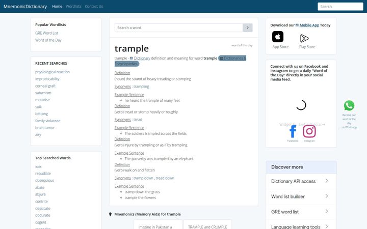 Képernyőkép: mnemonicdictionary.com